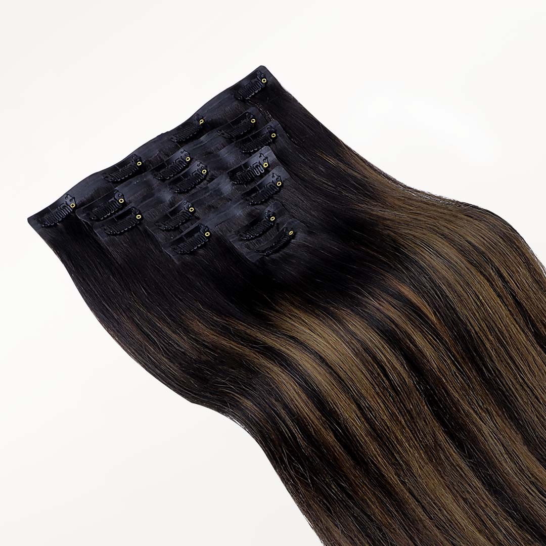 Natural Black Balayage (1B/6/1B) Seamless Clip-Ins (130g-160g) - Image 7
