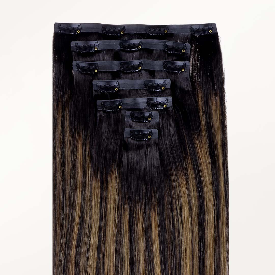 Natural Black Balayage (1B/6/1B) Seamless Clip-Ins (130g-160g) - Image 9