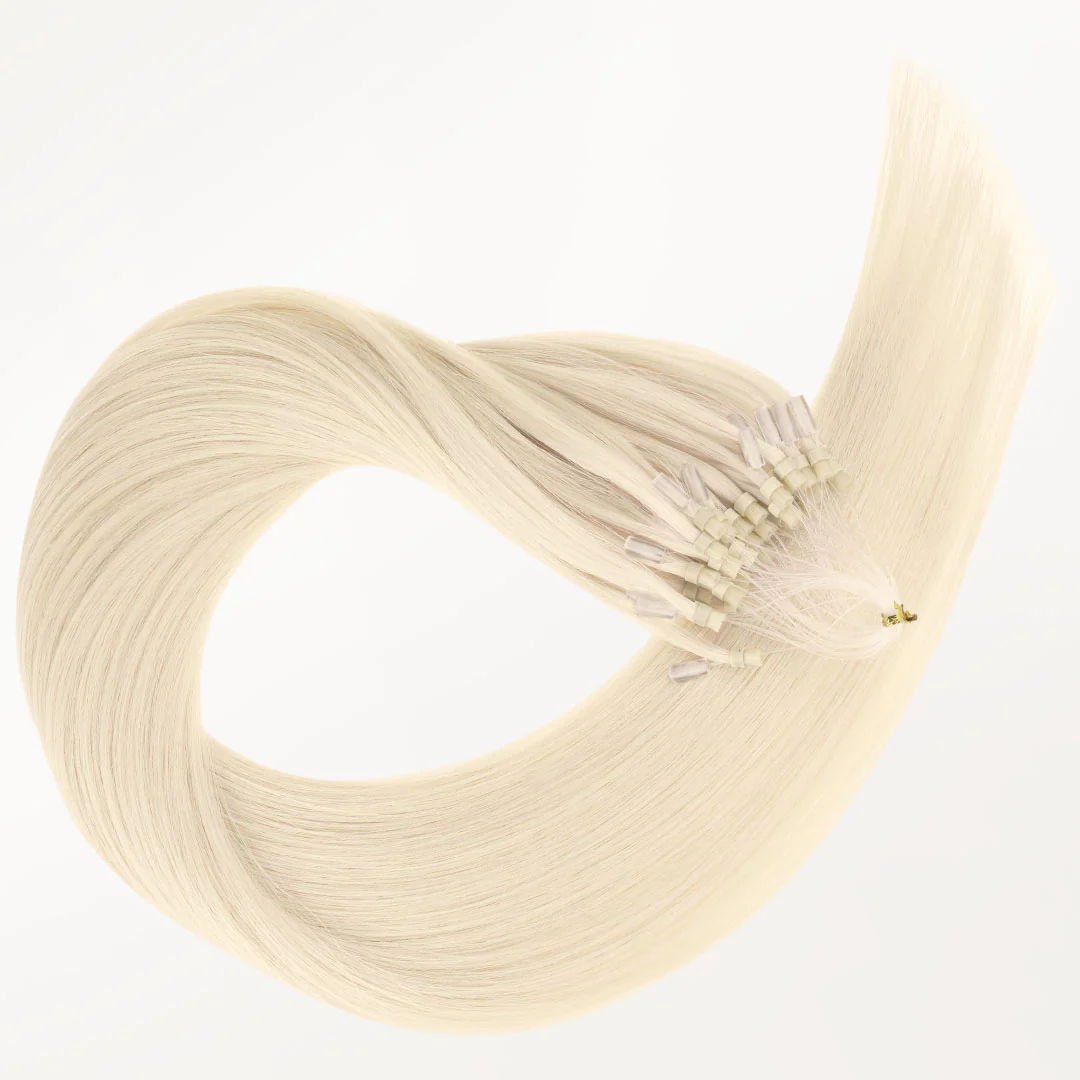 Platinum Blonde (60A) Micro Link Tip Hair Extensions - Image 3