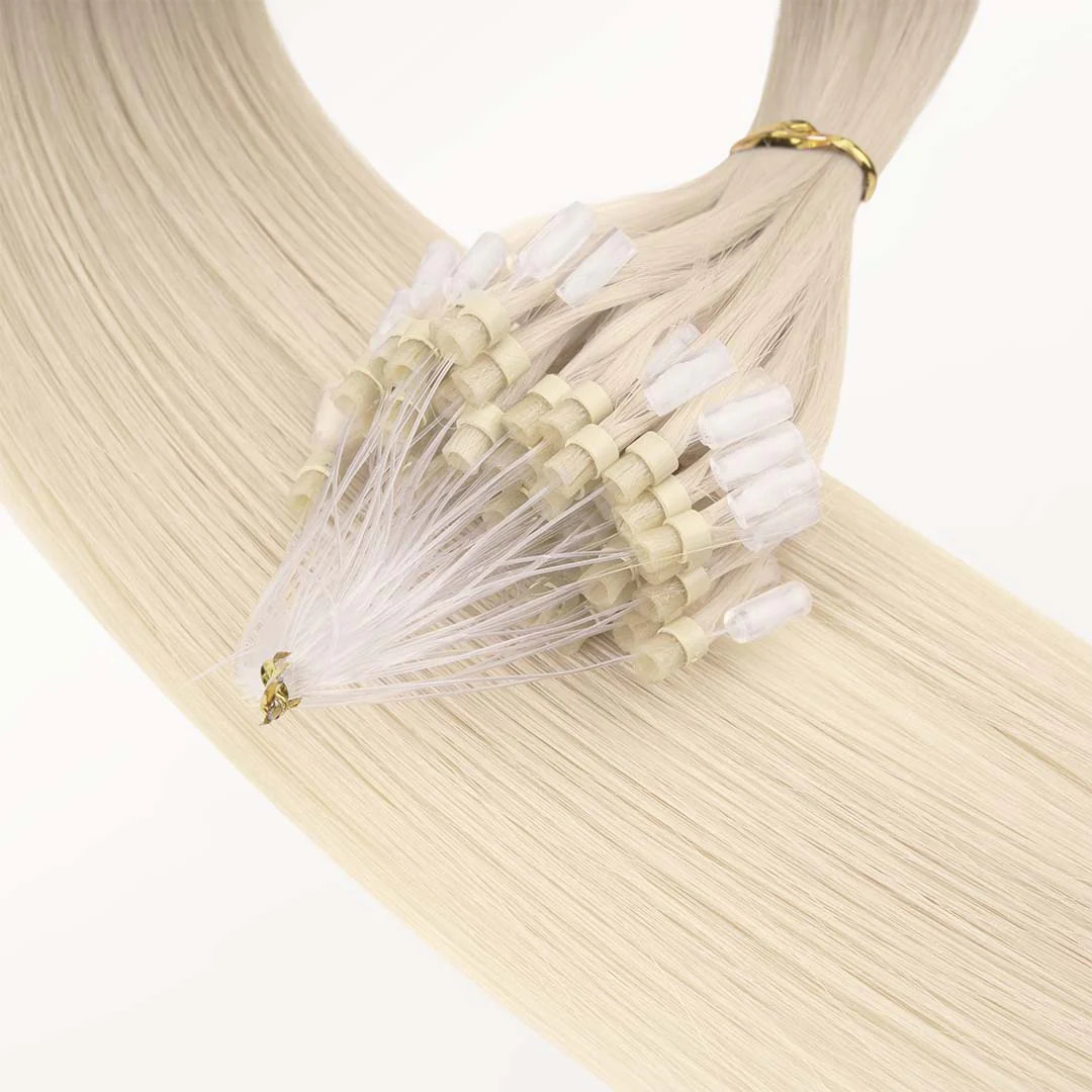 Platinum Blonde (60A) Micro Link Tip Hair Extensions - Image 4