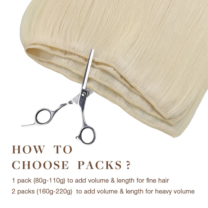 Platinum Blonde (60A) Sew-In Weft Hair Extensions (80g-120g) - Image 4