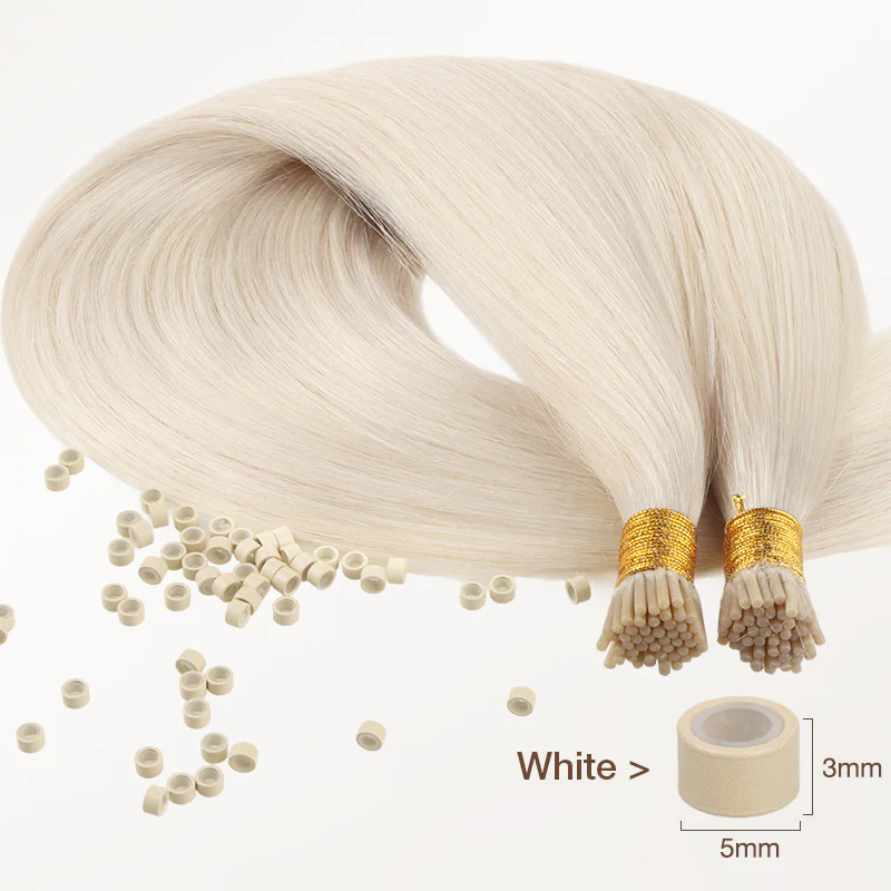 Pure Platinum Blonde (1000) I-Tip Hair Extensions 50g - Image 3