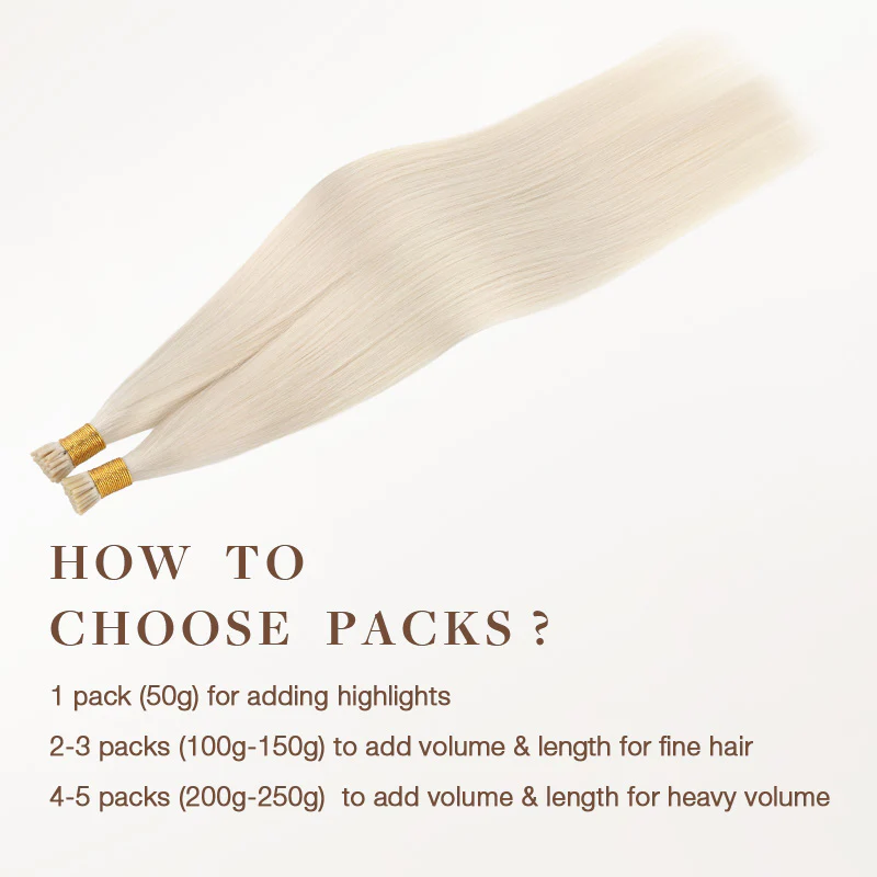 Pure Platinum Blonde (1000) I-Tip Hair Extensions 50g - Image 4